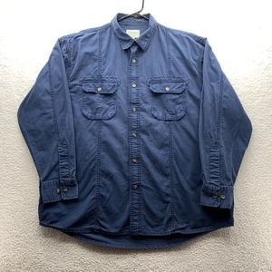Cabela's Button Up Shirt Mens XL X-Large Navy Blue Workwear Utility Mechanic Dad